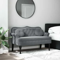 vidaXL bænk med hynder mørkegrå 120,5x65x75 cm fløjl