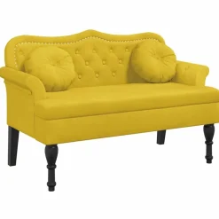 vidaXL bænk med hynder 120,5x65x75 cm velour gul