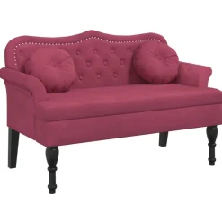 vidaXL bænk med hynder 120,5x65x75 cm velour vinrød