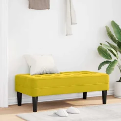 vidaXL bænk med pude Gul 113 x 57 x 39 cm Fløjl
