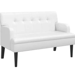 vidaXL bænk med ryglæn 112x65,5x75 cm kunstlæder hvid