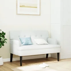 vidaXL bænk med ryglæn 112x65,5x75 cm kunstlæder hvid