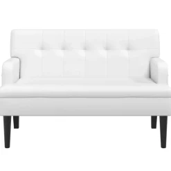 vidaXL bænk med ryglæn 112x65,5x75 cm kunstlæder hvid