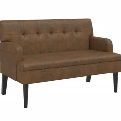 vidaXL bænk med ryglæn 112x65,5x75 cm imiteret ruskind brun