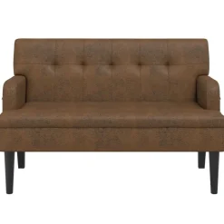 vidaXL bænk med ryglæn 112x65,5x75 cm imiteret ruskind brun