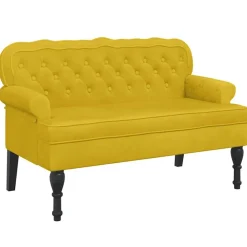 vidaXL bænk med ryglæn 119,5x64,5x75 cm velour gul
