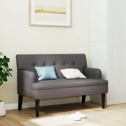vidaXL bænk med ryglæn 112x65,5x75 cm kunstlæder grå