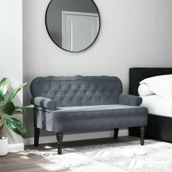 vidaXL bænk med ryglæn 119,5x64,5x75 cm velour mørkegrå