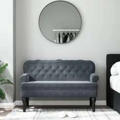 vidaXL bænk med ryglæn 119,5x64,5x75 cm velour mørkegrå
