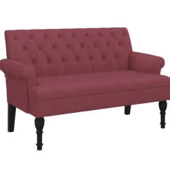vidaXL bænk med ryglæn 120x62x75,5 cm stof vinrød