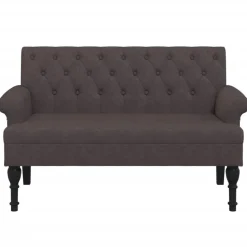 vidaXL bænk med ryglæn 120x62x75,5 cm stof mørkebrun