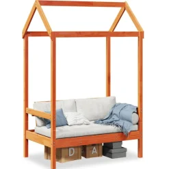 vidaXL bænk med tag 117,5x70x176,5 cm massivt fyrretræ gyldenbrun