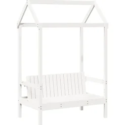 vidaXL bænk med tag 117,5x70x176,5 cm massivt fyrretræ hvid