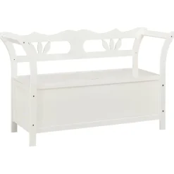 vidaXL bænk 107x45x75,5 cm massivt fyrretræ hvid