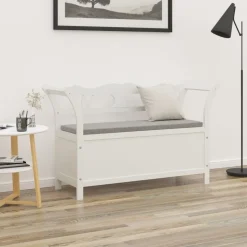 vidaXL bænk 107x45x75,5 cm massivt fyrretræ hvid
