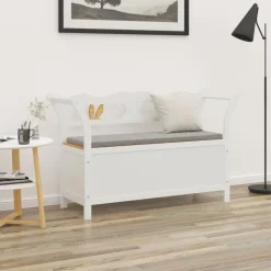 vidaXL bænk 107x45x75,5 cm massivt fyrretræ hvid