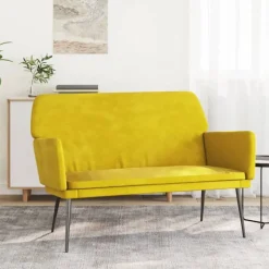 vidaXL bænk 108x79x79 cm velour gul