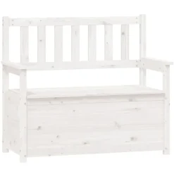 vidaXL bænk 112,5x51x,5x96,5 cm massivt fyrretræ hvid