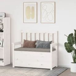 vidaXL bænk 112,5x51x,5x96,5 cm massivt fyrretræ hvid