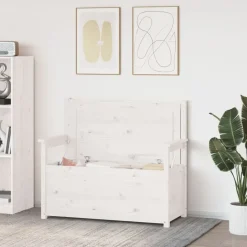 vidaXL bænk 112,5x51x,5x96,5 cm massivt fyrretræ hvid