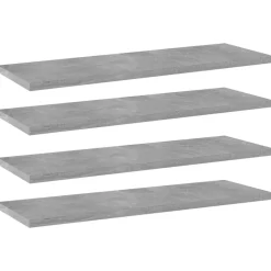 vidaXL boghylder 4 stk. 60x20x1,5 cm konstrueret træ betongrå