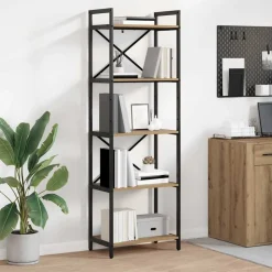 vidaXL Bogreol Artisan Egetræ 56 x 34 x 171 cm Konstrueret træ