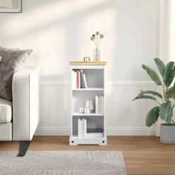 vidaXL Bogreol Hvid 46 x 29 x 100 cm Massiv fyrretræ