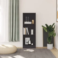 vidaXL bogreol med 3 hylder 40x24x109 cm konstrueret træ grå