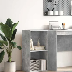 vidaXL bogreol med 2 hylder 40x30x76,5 cm konstrueret træ betongrå