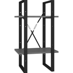 vidaXL bogreol med 2 hylder 40x30x70 cm konstrueret træ grå