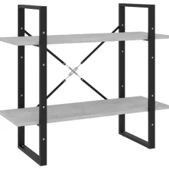 vidaXL bogreol med 2 hylder 80x30x70 cm konstrueret træ betongrå