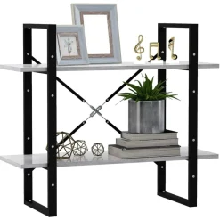 vidaXL bogreol med 2 hylder 80x30x70 cm konstrueret træ betongrå