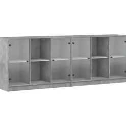 vidaXL bogreol med låger 204x37x75 cm konstrueret træ betongrå