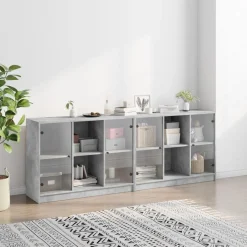 vidaXL bogreol med låger 204x37x75 cm konstrueret træ betongrå