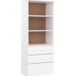 vidaXL bogreol med skuffer ALTA 60x35x142 massivt fyrretræ hvid