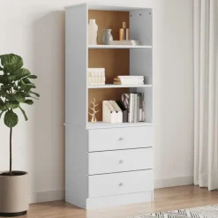 vidaXL bogreol med skuffer ALTA 60x35x142 massivt fyrretræ hvid