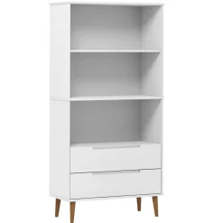 vidaXL bogreol MOLDE 85x35x170,5 cm massivt fyrretræ hvid