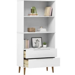 vidaXL bogreol MOLDE 85x35x170,5 cm massivt fyrretræ hvid