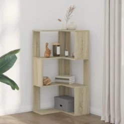 vidaXL bogreol til hjørne 50x50x102 cm 3 hylder konstrueret træ