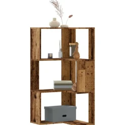 vidaXL bogreol til hjørne 50x50x102 cm 3 hylder konstrueret træ