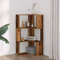 vidaXL bogreol til hjørne 50x50x102 cm 3 hylder konstrueret træ