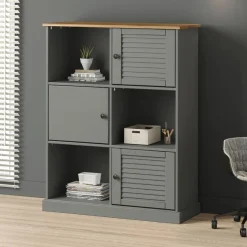 vidaXL bogreol VIGO 90x35x114,5 cm massivt fyrretræ grå