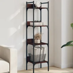 vidaXL bogreol 35x30x138,5 cm 4 hylder konstrueret træ brunt egetræ