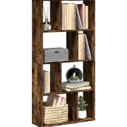 vidaXL bogreol 60x20x120,5 cm konstrueret træ røget egetræsfarve