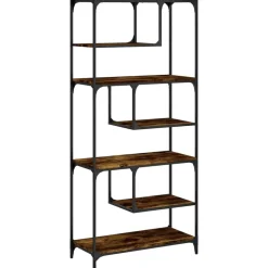 vidaXL bogreol 81x36x176 cm konstrueret træ røget egetræsfarve