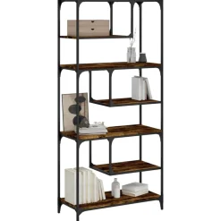 vidaXL bogreol 81x36x176 cm konstrueret træ røget egetræsfarve