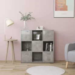 vidaXL bogreol 90x30x90 cm konstrueret træ betongrå