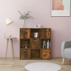 vidaXL bogreol 90x30x90 cm konstrueret træ røget egetræ