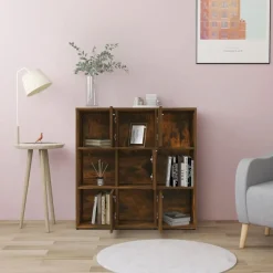 vidaXL bogreol 90x30x90 cm konstrueret træ røget egetræ