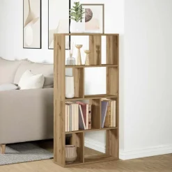 vidaXL bogreol 60x20x120,5 cm konstrueret træ egetræsfarve